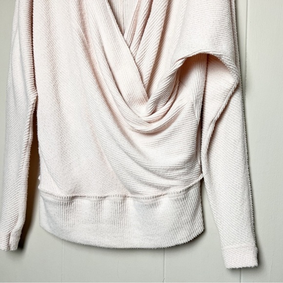 Free People Cozy With You Surplice Pullover Sweater XS lightweight pastel ribbed - Picture 5 of 13